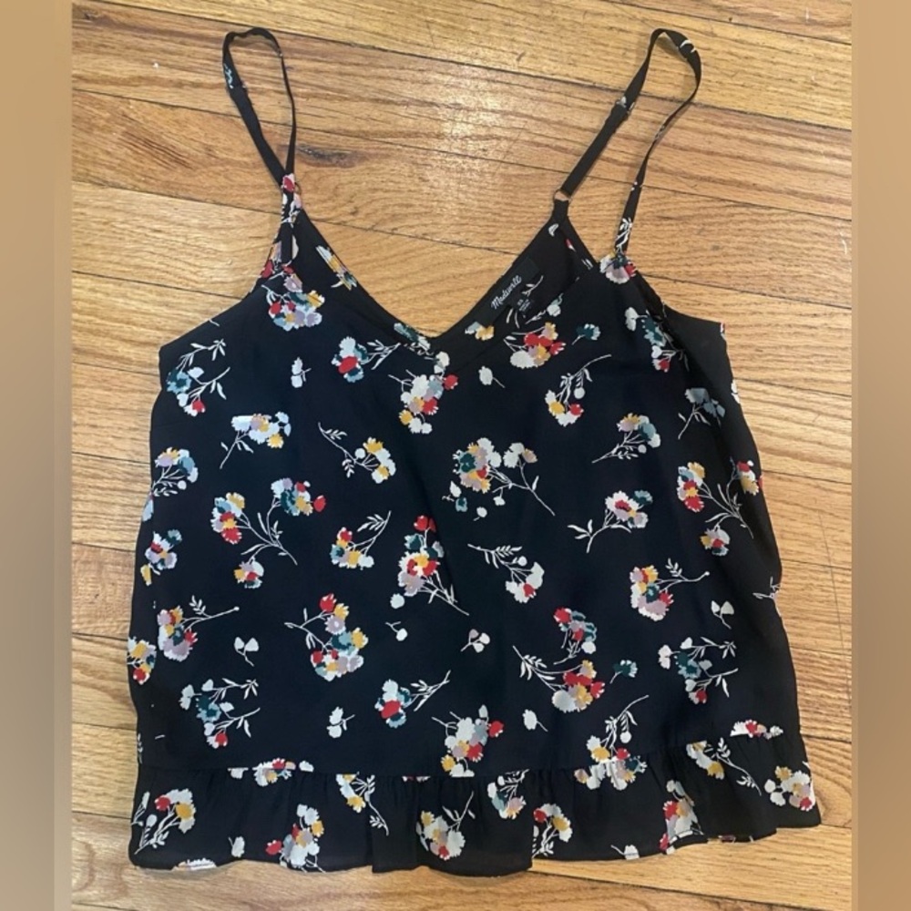 Madewell black floral sill cami
